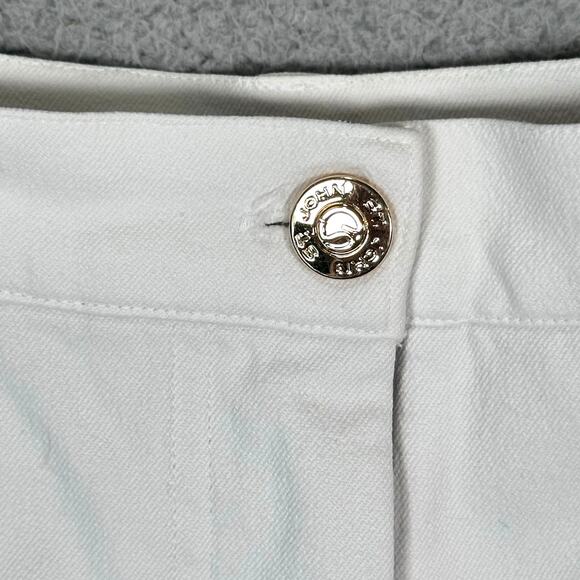 St. John Sport Pants Women's 12 White Gold Jeans Pockets Quiet Luxury Preppy Mom - Picture 9 of 9